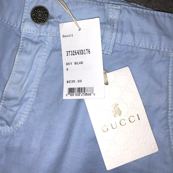 NWT Gucci Sky Blue Shorts, Size 8 - Picture 3 of 8